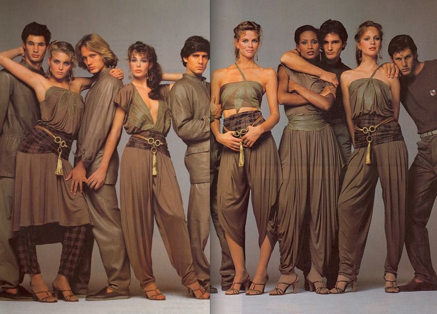 Richard Avedon 1981 Gianni Versace advertising campaign featuring olive suede balloon trousers