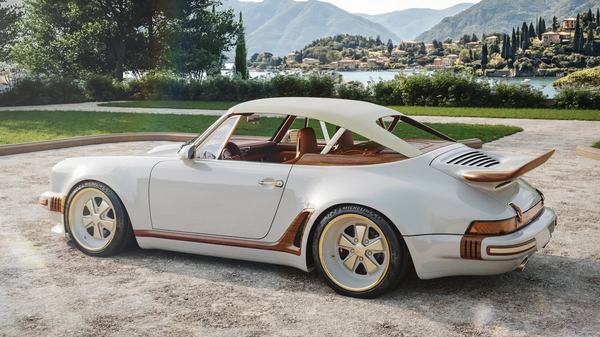Porsche 911 Classic Turbo Cabriolet by Singer in Calcaire Lutétien white